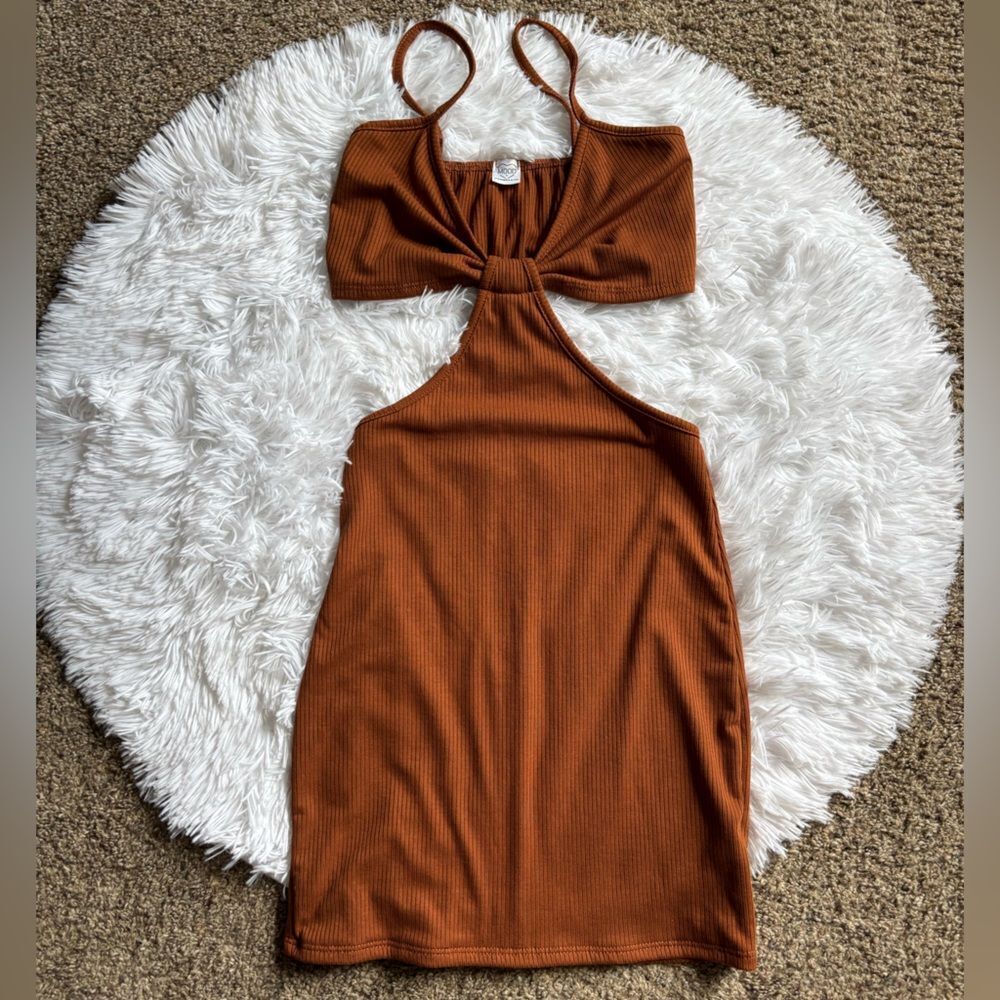 MOOD Dress Ribbed Side Cutouts Tight Stretchy Club Summer‎ Womens Size Small